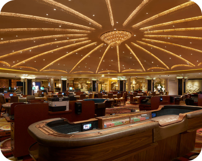 A circular ceiling in a casino.
