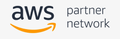 Logo of AWS Partner Network showcasing the AWS emblem and the text "strategic partnerships" in gray and orange colors.