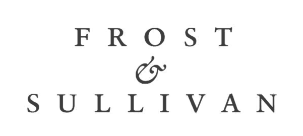 Logo of Frost & Sullivan showcasing the company's name in elegant uppercase letters with a stylized ampersand between "Frost" and "Sullivan," accompanied by testimonials.