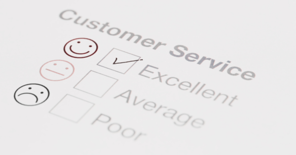 A customer service survey with a smiley face for Companies.