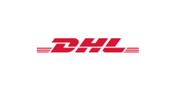 Dhl logo on a black background.