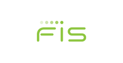 Logo of fis featuring stylized green letters on a black background, with five bars above forming an abstract horizon, symbolizing customer feedback.