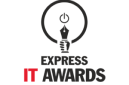 The express awards logo on a black background.