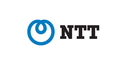 The ntt logo on a black background.