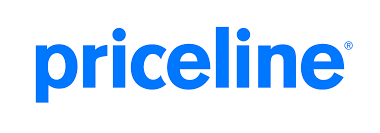 The logo of Priceline, featuring the word "priceline" in lowercase blue letters with a registered trademark symbol, often seen alongside customer reviews.