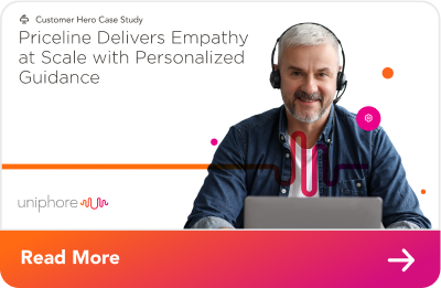 A man in a headset delivers real-time agent coaching with personalized guidance and empathy.