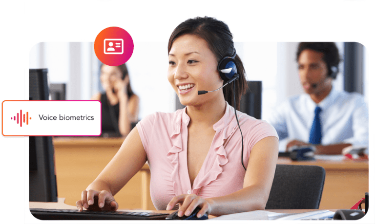 A woman is wearing a headset while providing Customer Service AI support.
