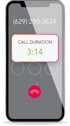 A phone displaying call duration, perfect for tech support.