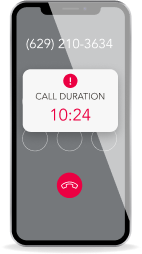 A phone for B2B use with call duration displayed on screen.
