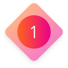 A square in pink and orange displaying the number 1.