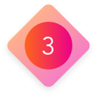 An icon featuring the number 3 in pink and orange hues.