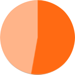 An orange circle on a white background.