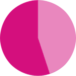 A pie chart displaying outcomes with a pink color scheme.