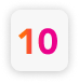 A square displaying the number 10.