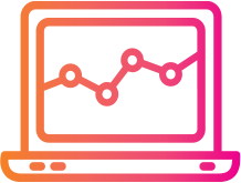 An icon of a laptop with a graph displaying performance data.