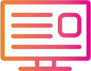 An icon of a monitor with an orange and pink background, suitable for IT Help Desk.