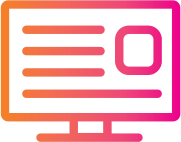 An icon of a monitor with an orange and pink background, suitable for IT Help Desk.