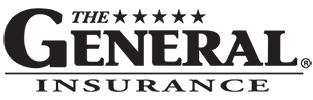 Logo of the Uniphore insurance featuring stylized text and five stars above the word "general" in block letters.