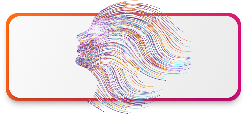Colorful digital silhouette of a human profile with remarkably abstract line patterns.