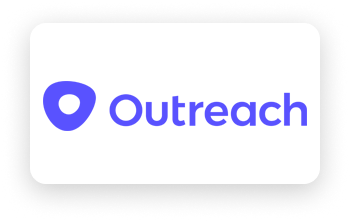 Logo of CRM outreach featuring a blue teardrop icon next to the word "outreach" in blue, set on a white background within a black speckled frame.