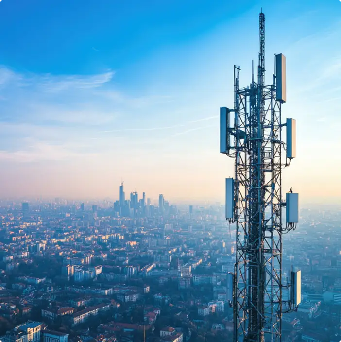 Telecommunications Tower over City